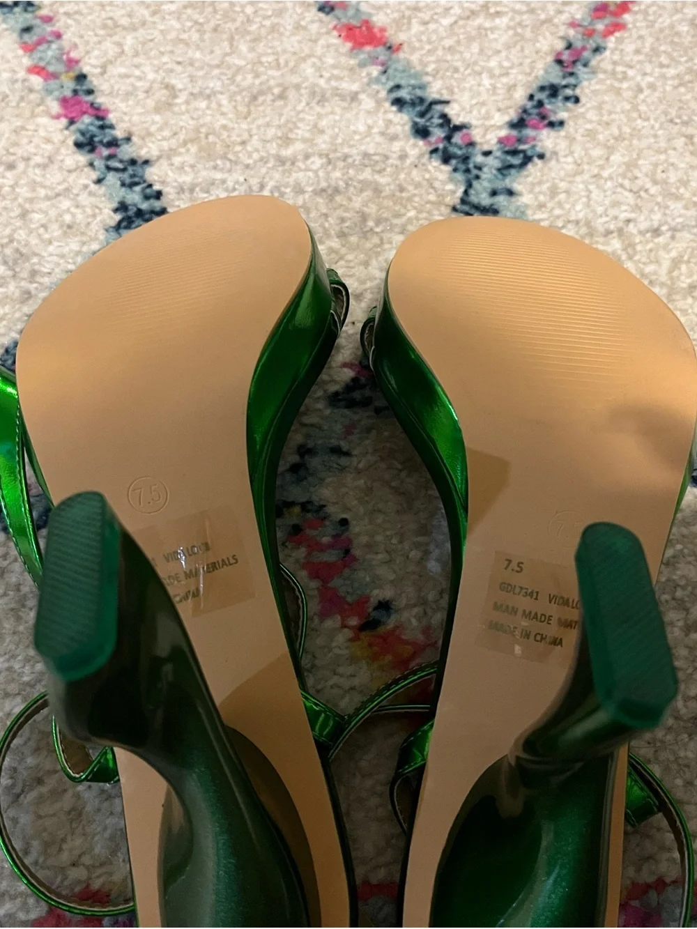Green Strappy Women's Heeled Sandals